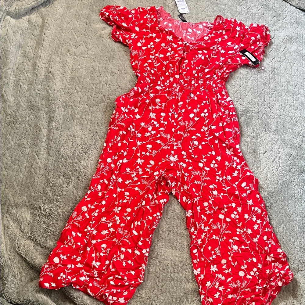 Red Floral Jumpsuit